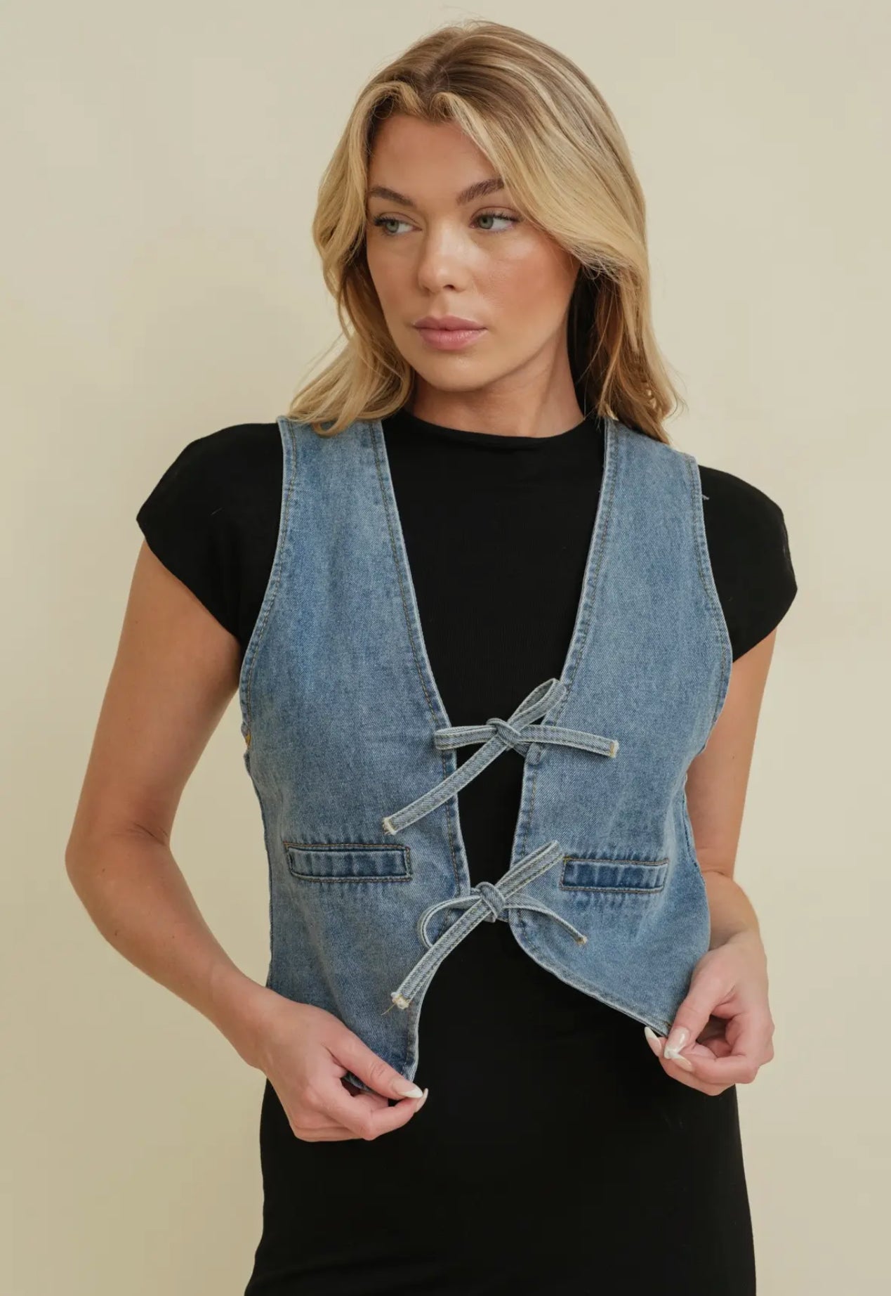 Dara Denim Knot Vest image 1