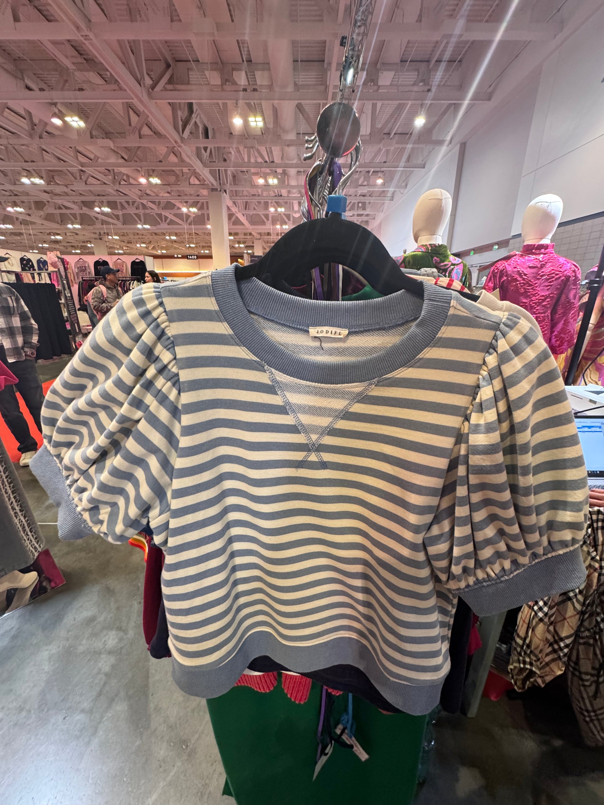 Stripe Puff Sleeve Top