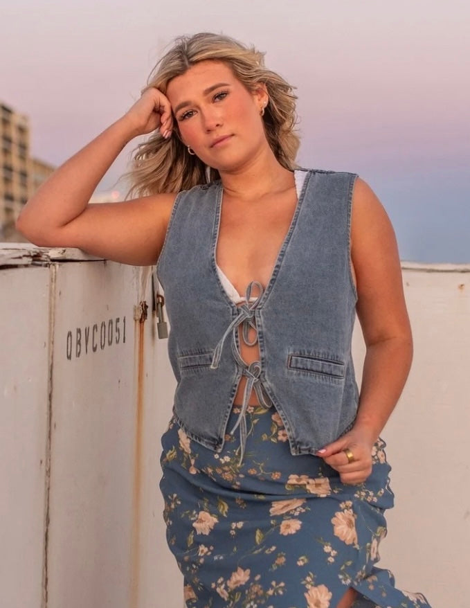Dara Denim Knot Vest image 0