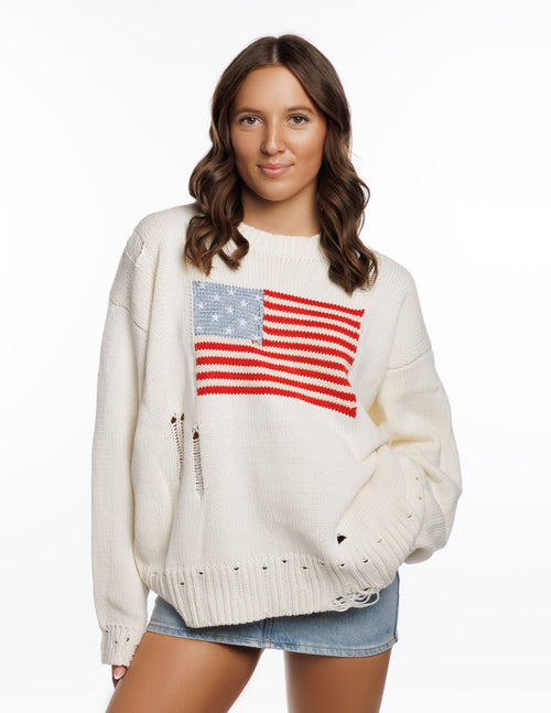 American Heritage Distressed Knit Sweater image 1